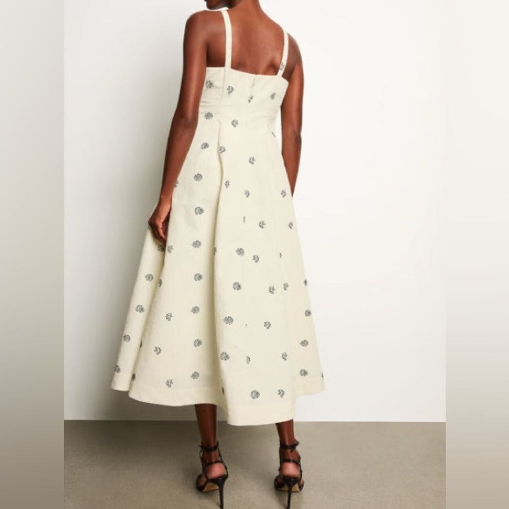 Rosie Assoulin Pocktail Dress, Cream&Black floral embossed Crepe, Midi, NWOT, 0 - Picture 3 of 16